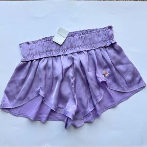 Free people intimately Ruffled Shorts lounge girly purple lilac NWT small
